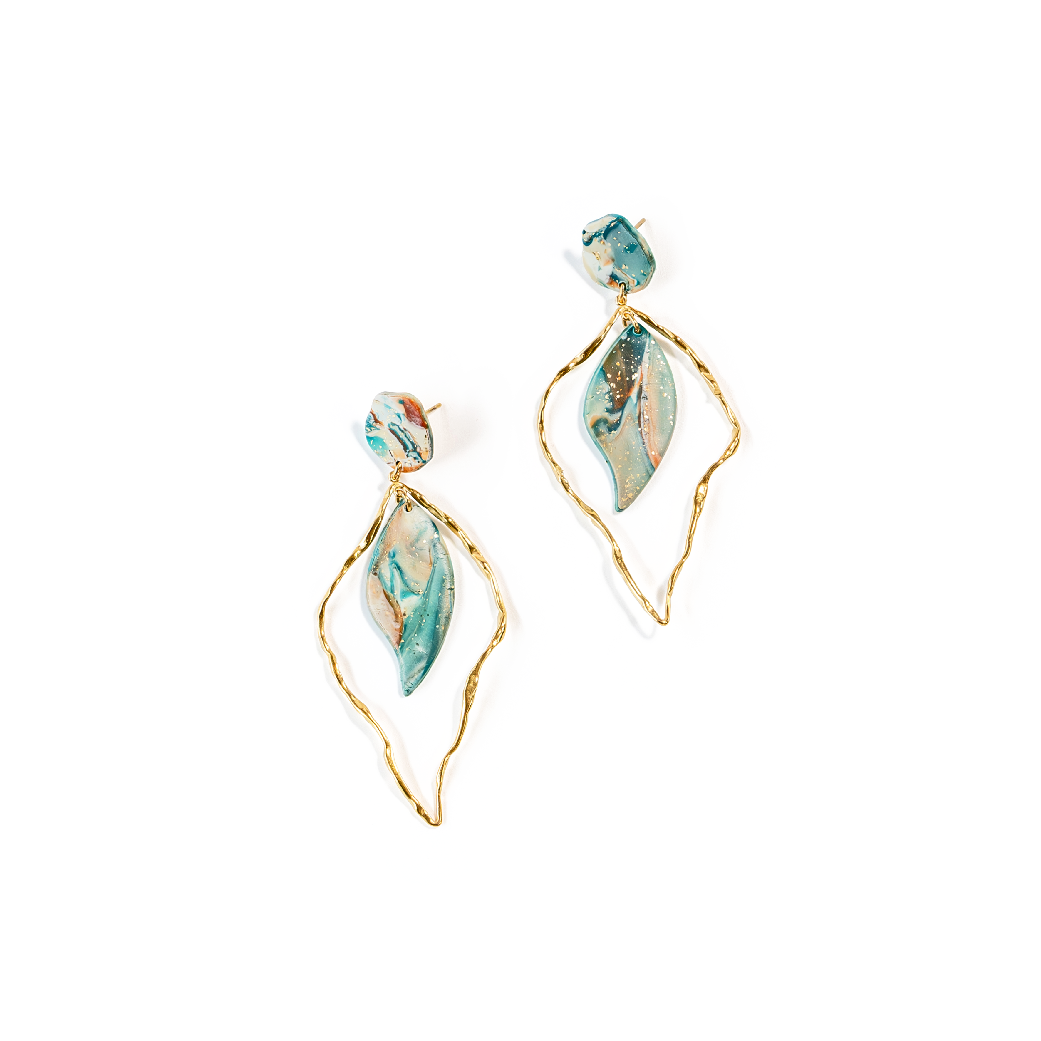 עגילי עלה מקלט - זהב