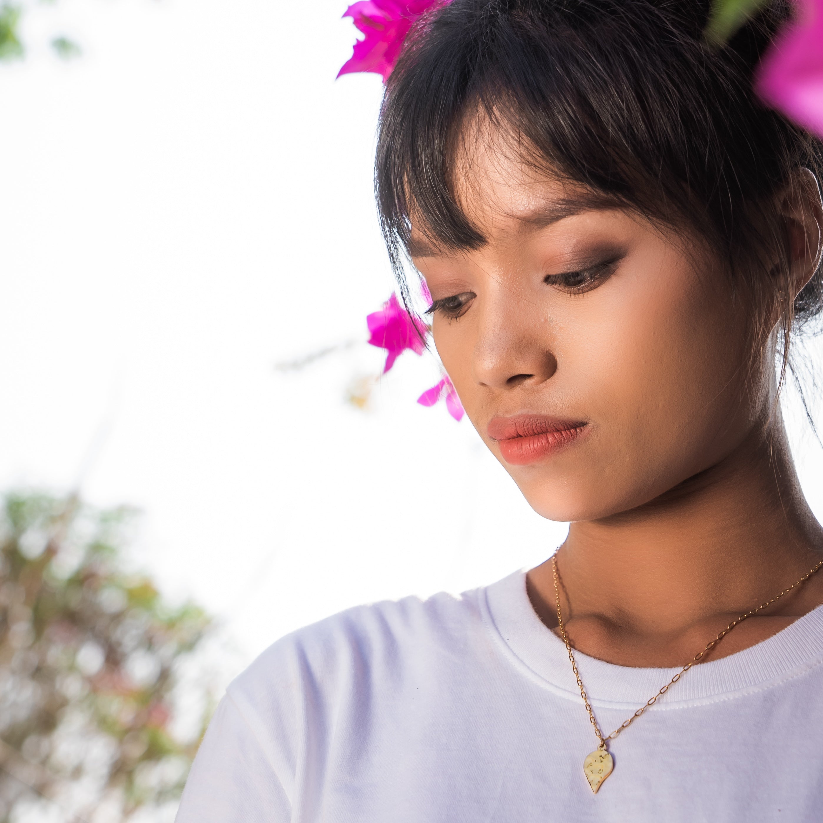 שרשרת עלה חוסן - זהב